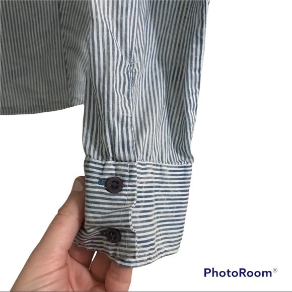 Zara Vertical Stripes 3/4 Button Up Shirt - Picture 3 of 9